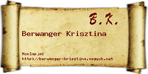 Berwanger Krisztina névjegykártya